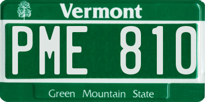 VT license plate PME810