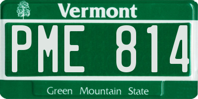 VT license plate PME814