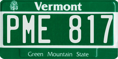 VT license plate PME817