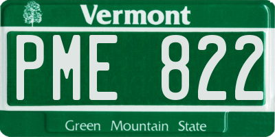 VT license plate PME822
