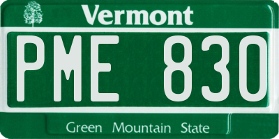 VT license plate PME830