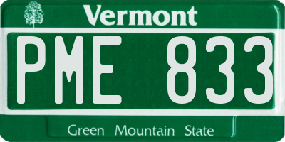 VT license plate PME833