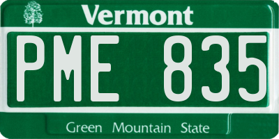 VT license plate PME835