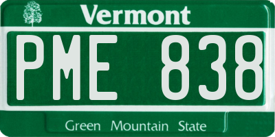VT license plate PME838