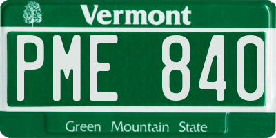 VT license plate PME840