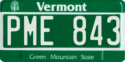 VT license plate PME843
