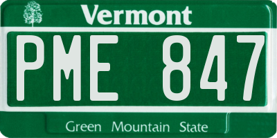 VT license plate PME847