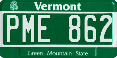 VT license plate PME862