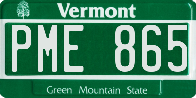VT license plate PME865