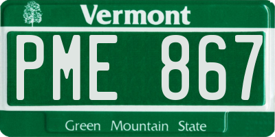 VT license plate PME867