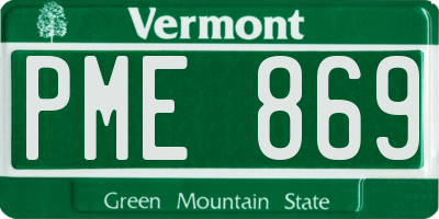 VT license plate PME869