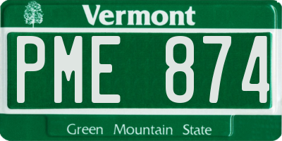 VT license plate PME874