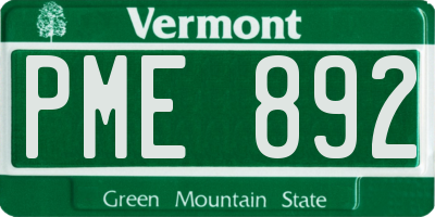 VT license plate PME892