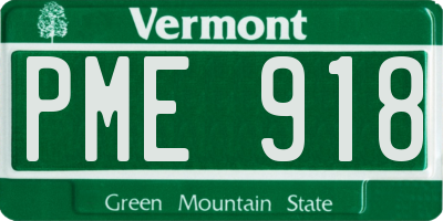 VT license plate PME918