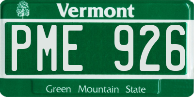 VT license plate PME926