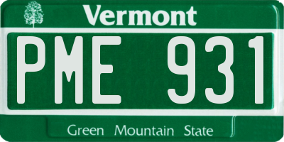 VT license plate PME931