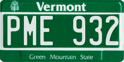 VT license plate PME932