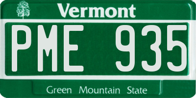 VT license plate PME935