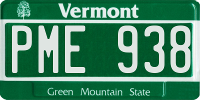 VT license plate PME938
