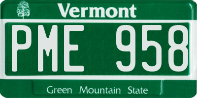 VT license plate PME958