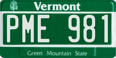 VT license plate PME981