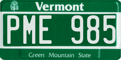 VT license plate PME985