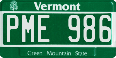 VT license plate PME986