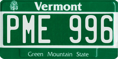 VT license plate PME996