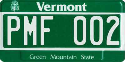 VT license plate PMF002