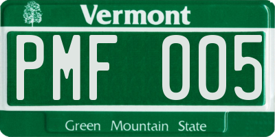 VT license plate PMF005