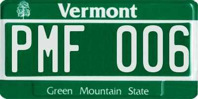 VT license plate PMF006