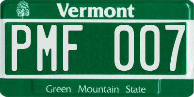 VT license plate PMF007