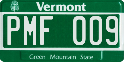 VT license plate PMF009