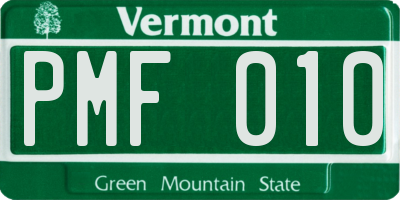 VT license plate PMF010