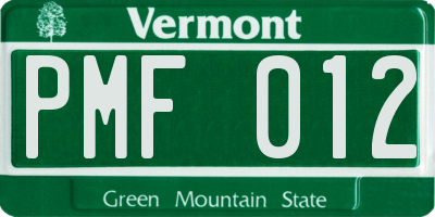 VT license plate PMF012
