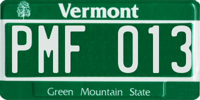VT license plate PMF013