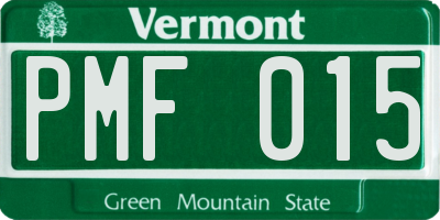 VT license plate PMF015