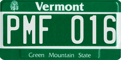 VT license plate PMF016