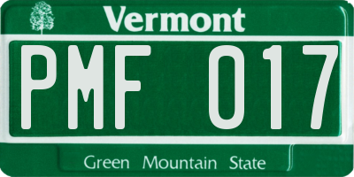 VT license plate PMF017