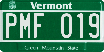 VT license plate PMF019