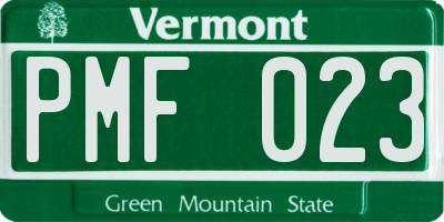 VT license plate PMF023