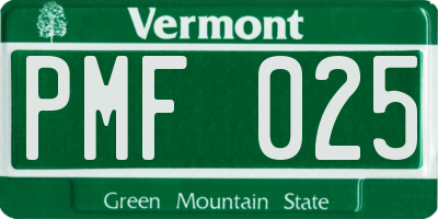 VT license plate PMF025