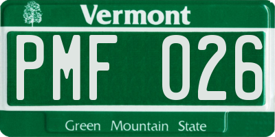 VT license plate PMF026