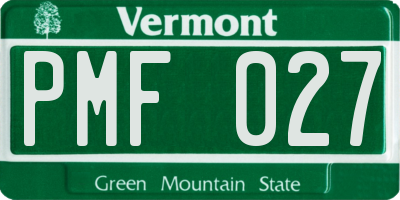 VT license plate PMF027