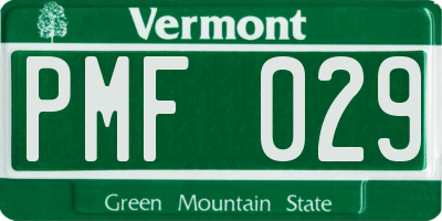 VT license plate PMF029