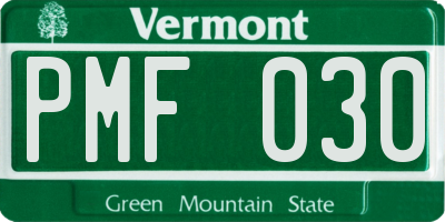 VT license plate PMF030