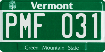 VT license plate PMF031
