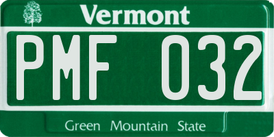 VT license plate PMF032