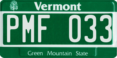 VT license plate PMF033