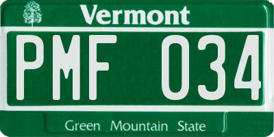 VT license plate PMF034
